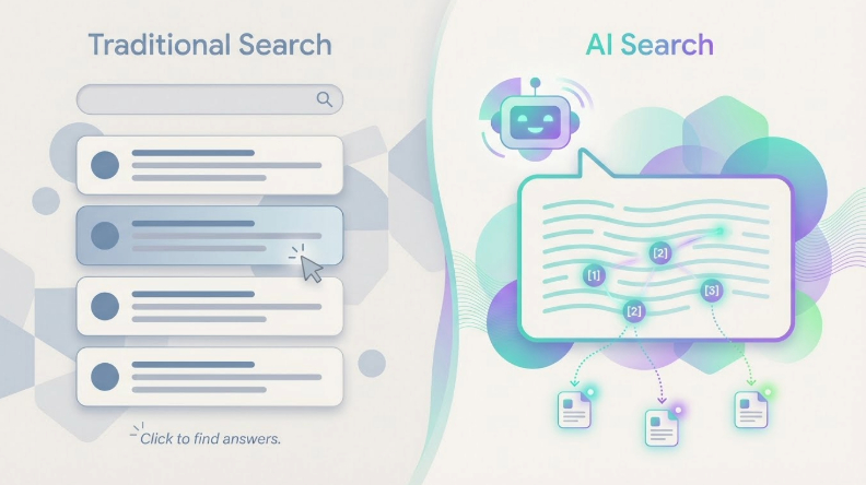 Diferenças entre a busca com IA e a busca tradicional - Celos webrank SEO